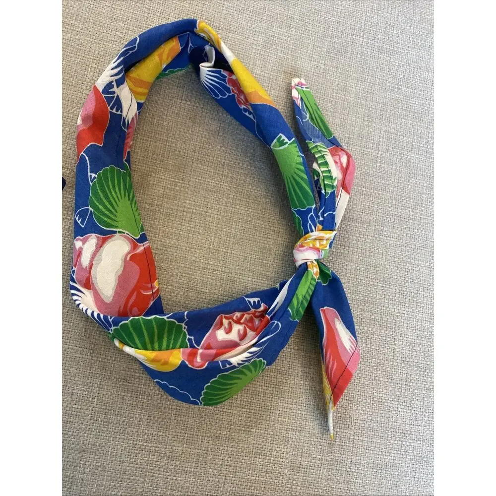Vintage Head Hair Neck Scarf Floral Retro Mod Daisy 1960s Floral Shell